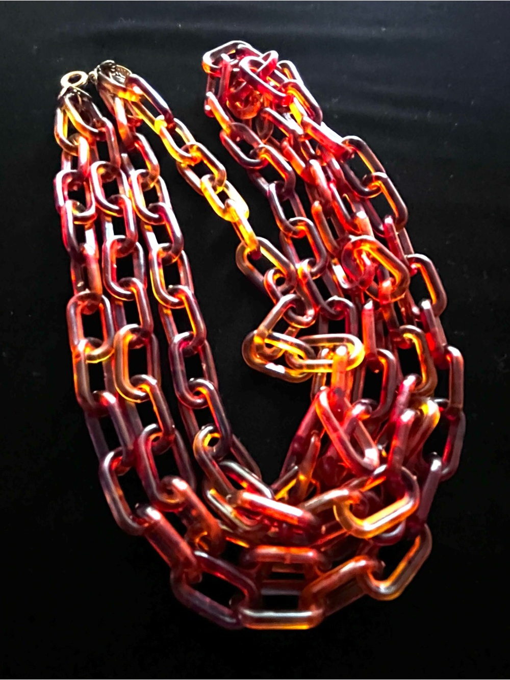 Miriam Haskell Vintage  Faux Tortoise Plastic Chain Two-Strand Necklace - Picture 8 of 16